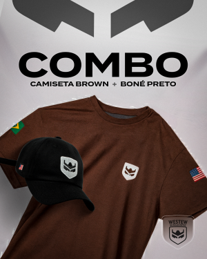 COMBO-BLUSA-MARROM-+-CAP-PRETO Camiseta básica Marrom + Boné Dad Hat Preto