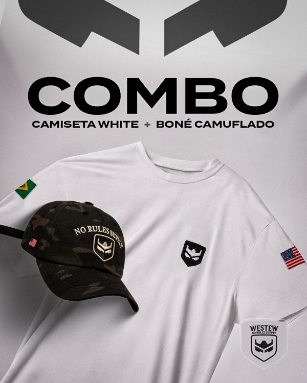 Camiseta básica Branca + Boné Dad Hat Camuflado