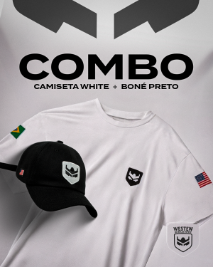 COMBO-BLUSA-WHITE-+-CAP-PRETO Camiseta básica Branca + Boné Dad Hat Preto