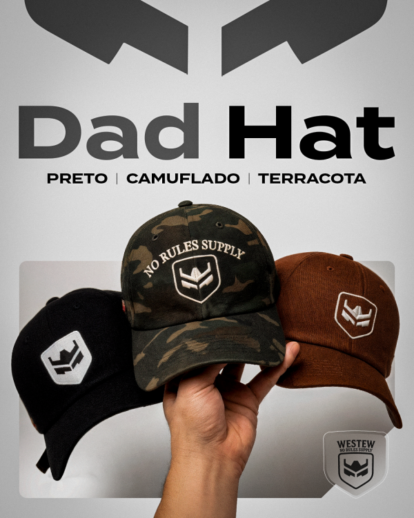 Combo 3 bonés Dad Hat - Preto, Terracota e Camuflado